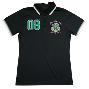 เสื้อโปโล AKA Performance สำหรับผู้หญิง ปักลายตราสัญลักษณ์ แขนสั้น คอปก เสื้อกอล์ฟ สีดำ สีเขียว สีชมพู เสื้อโปโลสำหรับเล่นกีฬา - Product Image 1