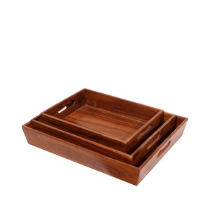 Bandeja de Madera Hecha a Mano con Acabado Natural Premium, Elegante Vajilla Rústica Multiusos para Cocina y Comedor, Venta al Por Mayor - Product Image 2