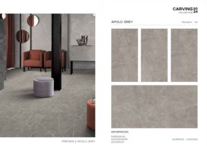 กระเบื้องพอร์ซเลนขัดเงาขนาด 600x1200 มม. ลายแกะสลัก สำหรับปูพื้นตกแต่งภายในสไตล์โมเดิร์น - Product Image 5