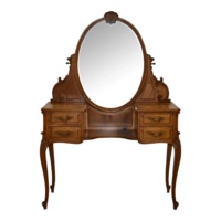Coiffeuse en acajou massif de style mid-century avec miroir réglable et tiroirs de rangement pour chambre, hôtel et appartement