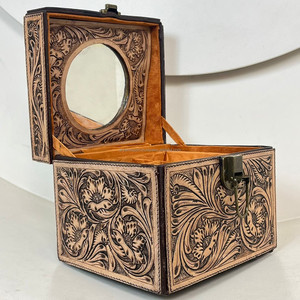 El más nuevo mejor regalo, joyero de cuero genuino con herramientas manuales, collar portátil, anillo, reloj, joyero de viaje, organizador con espejo - Product Image 5