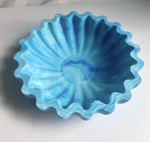 Moderno tazón de resina hecho a mano con patrón de mármol y acabado pulido para servir comida en el hogar, procedente de la India. - Product Image 3