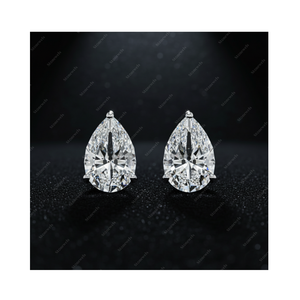 Boucles d'oreilles en argent sterling 925 plaqué or fin avec diamant de laboratoire de 4,0 carats DEF VVS VS certifié GIA IGI, forme poire, cadeau pour lui ou elle - Product Image 1