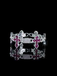 <b>Ruby</b> Cross Link <b>Bracelet</b> VVS Moissanite Halo 925 Silver 10K Gold Heavy Custom Iced Out Hip Hop Statement Bling <b>Bracelet</b> Men - Product Image 3