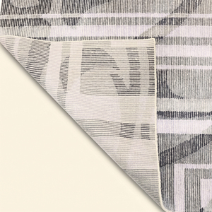 Alfombra de Lana Tejida a Mano Urban Matrix Gris Marfil, Alfombra Moderna Abstracta Geométrica Antideslizante para Sala de Estar, Interiores de Hotel - Product Image 5