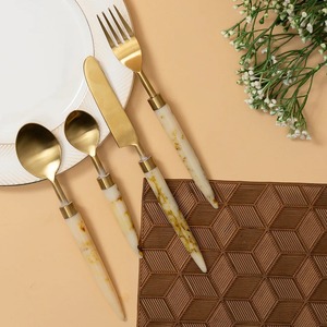 Stainless Steel Cutlery Set Resin Handle Dining Flatware Set Elegant <b>Spoon</b> Fork Knife Set for Home Restaurant <b>Table</b> Premium Look - Product Image 3