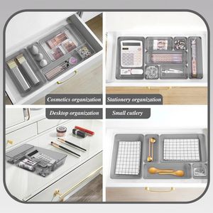 16 Piece Black Acrylic <b>Drawer</b> Organizer Set Versatile Plastic <b>Storage</b> Bins for Makeup Jewelry Office and Kitchen Organization - Product Image 2