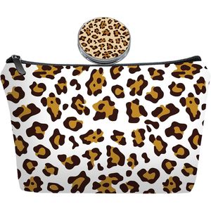 Set di Borse da Viaggio Personalizzate con Stampa Leopardata e Specchio per Donne e Ragazze, Accessori per Trucco da Sposa e Damigella - Product Image 1