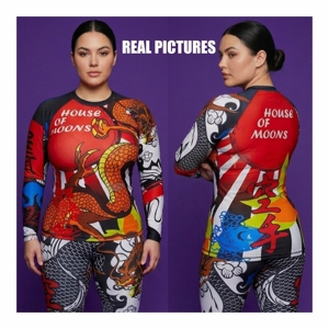 Rashguard personnalisé MMA BJJ pour femmes, tissu 240 GSM, chemise de compression sublimée, fabricant OEM, rashguard manches longues pour hommes - Product Image 1