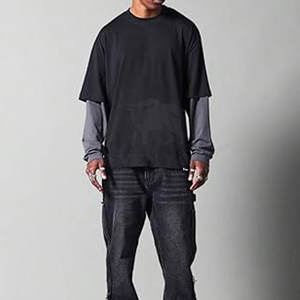 T-shirt pour homme à double couche, couleur unie, style décontracté, respirant, en coton, nouvelle arrivée, dernier style - Product Image 5