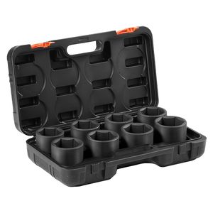 Set di 6 Chiavi a Bussola SAE per Dadi di Fuso con Attacco da 3/4" e Set di 8 Chiavi a Bussola per Dadi di Asse a Impatto in CR MO Trattato Termicamente, Set Grande da 18mm per Veicoli - Product Image 1