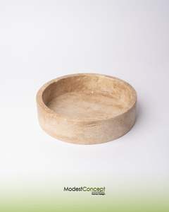 Cuenco Redondo Minimalista de Piedra Travertino, Diseño Beige Neutro, Elegante y Versátil para Decoración Moderna del Hogar - Product Image 6