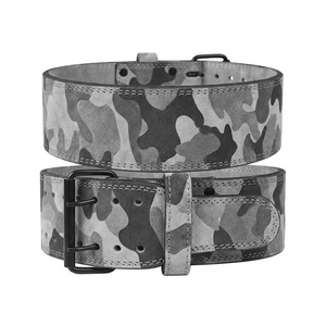 Hot Sale Camouflage Suede Leather Custom Weightlifting & Bodybuilding Dual Prong Buckle Powerlifting Gym <b>Belt</b> For Workout - Product Image 1
