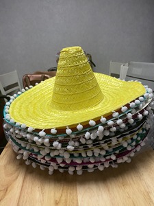 OEM Wholesale Customizable Colorful Mexican <b>Straw</b> <b>Hat</b> Hand Embroidery Striped Sports Casual Wedding Party Decor Ski Scenes - Product Image 1