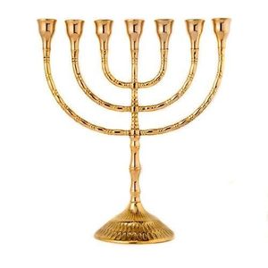 Chandeliers Menorah Vintage d'inspiration antique, artisanat métallique décoratif, centre de table pour la célébration de Hanouka, accent décoratif pour la maison - Product Image 3