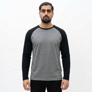 T-shirt à manches courtes pour homme, vert olive, manches raglan, bordure contrastée noire, col rond, coupe classique, streetwear, respirant, séchage rapide - Product Image 5