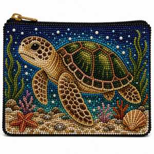 Women's <b>Black</b> Beaded <b>Clutch</b> <b>Bag</b> Cute Panda Bamboo Design Zipper Wristlet Pouch Glass Beads - Product Image 4
