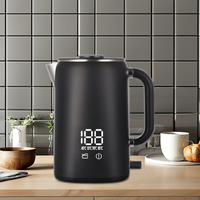 Bouilloire électrique intelligente sans fil de 1,7 L double couche anti-chaleur en acier inoxydable 304 de grande capacité pour garder au chaud pour un usage domestique