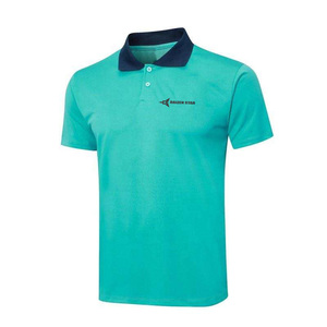 DAIZEN STAR INTERNATIONAL Men's Teal Short Sleeve for Shirt Solid Color Embroidered Logo Breathable Casual Jersey Fabric - Product Image 1