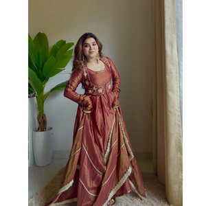 knee length dresses for ladies Dusty and Pastel Sky Long Anarkali Gown for Festival and Party for – 24th  Spoke main image 0