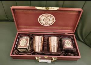 Gift <b>box</b> for diwali Festive Gold Plated Metal <b>Mug</b> Set With Lid TraditionalDesign Gift <b>Box</b> For Presents - Product Image 5