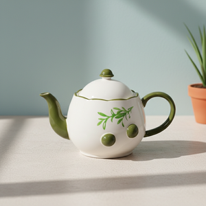 Tetera de Porcelana Fina de Primera Calidad 3460983D-1.0 NUEVA con Estampado de Rama de Olivo y Fruta - Product Image 2