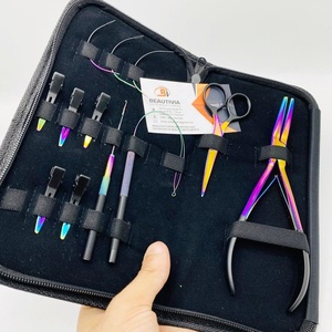 Alicate plano para extensiones de cabello, kit de herramientas de extensión de cabello de plasma múltiple de acero inoxidable de grado quirúrgico, logotipo de impresión personalizado - Product Image 6