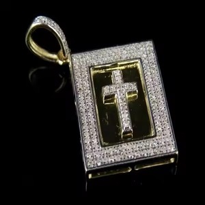 Iced Out Cross <b>Pendant</b> Moissanite Round Brilliant Cut 18K <b>Solid</b> <b>Gold</b> Religious Faith Christian Jewelry Hip Hop Rapper <b>Pendant</b> - Product Image 4