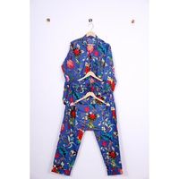 Ensemble de pyjama en coton imprimé floral élégant pour femmes, doux, confortable, respirant, séchage rapide, vêtements de nuit d'été avec chemise et pantalon