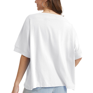 T-shirt respirant pour femme, col rond élégant, tissu confortable en maille de toile, tee-shirt pour femme - Product Image 2