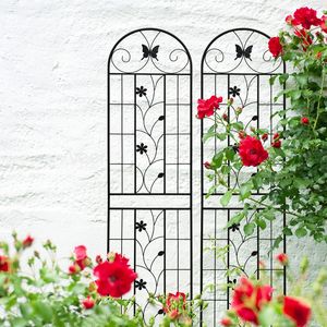 2 Pack 86.7\" X 19.7\" Black Metal Garden <b>Trellis</b> Rustproof Outdoor <b>Flower</b> Support for Climbing Plants Fence & Gate - Product Image 5