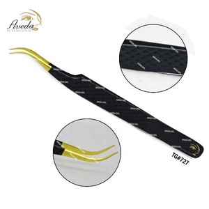 Pinzas de extensión de pestañas negras de Plasma, acero inoxidable, Punta puntiaguda afilada de 90 grados, Etiqueta Privada - Product Image 4