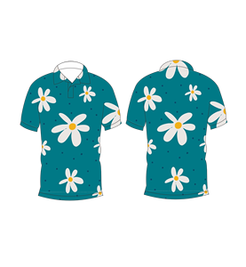 Polo pour homme à manches courtes, imprimé floral marguerite turquoise, décontracté, pour l'été, idéal pour le golf - Product Image 6