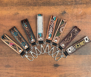 Gran oferta, llavero de cuero mecanizado a mano, Clip de llave de cuero genuino, llavero personalizado, vaquera, llaves de coche, muñequera, llaveros occidentales - Product Image 5