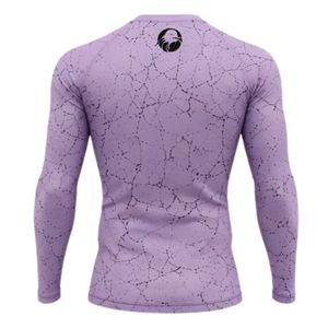 Lavender Long Sleeve Compression <b>Shirt</b> Crackle Print Athletic Training Gym Workout Breathable Quick Dry Performance Sportswear - Product Image 2