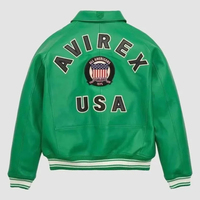 Veste en cuir Avirex à col rabattu pour homme, édition High Street personnalisée, haute qualité, écologique, réversible, collection hiver