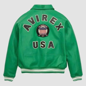 Chaqueta de Cuero Avirex para Hombre, Edición High Street, Cuello Camisero, Colección de Invierno de Alta Calidad, Parte Delantera Impermeable y Transpirable - Product Image 2