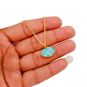 Collier pendentif tendance en forme d'œil avec pierre précieuse Druzy pour femme, fournisseur de bijoux personnalisés en gros - Product Image 2