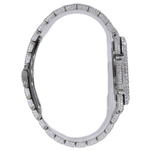 Reloj de Alta Gama con Movimiento de Cuarzo Cuadrado, Correa de Oro Amarillo, Esfera de Cristal y Diamantes Moissanite - Product Image 4