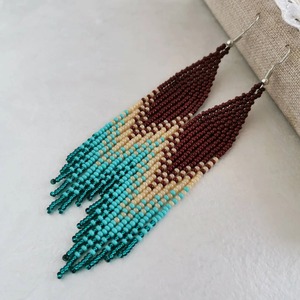 Pendientes de Flecos Hechos a Mano, Pendientes Boho con Cuentas, Pendientes Hechos a Mano, Pendientes de Flecos con Cuentas Boho, Pendientes de Cuentas - Product Image 4