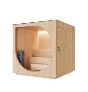 Cabina de Sauna Exterior en Forma de Cubo con Exterior Negro, Ventana Redonda Grande y <span class=keywords><strong>Chimenea</strong></span>, <span class=keywords><strong>Cabaña</strong></span> de Sauna para Jardín - Product Image 3