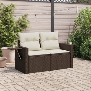 Canapé de jardin pliable en polyrotin brun 2 places, mobilier de patio - Product Image 1