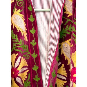 SHYAM EXPORT Hand Embroidered Knitted Velvet Blazer <b>Mandarin</b> <b>Collar</b> Floral Pattern Winter Autumn Women's <b>Jacket</b> Full Sleeve - Product Image 3
