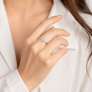 Round Cut Diamond Twist <b>Band</b> Solitaire Wedding <b>Ring</b> Heart Shape Moissanite 925 Sterling <b>Silver</b> Valentine Day <b>Ring</b> - Product Image 5