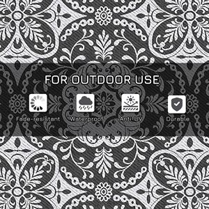    Alfombra Portátil para Camping y Caravanas, 9' x 18', Reversible, Impermeable, Gris y Blanca con Diseño Floral, de Plástico y Paja, para Exteriores - Product Image 6