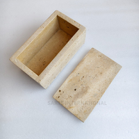 Boîte à mouchoirs et support en pierre de travertin moderne, étanche, écologique, fait main, pour salle de bain, organiseur de vanité pour décoration de table