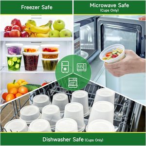 Set da 50 Contenitori in Plastica da 8 oz Senza BPA, Ermetici, per Asporto e Conservazione Alimenti, con Coperchi - Product Image 5