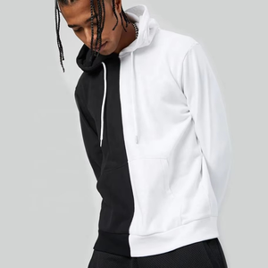 Sweat-shirt à capuche d'hiver personnalisé avec impression numérique, 100% coton, épais, bicolore, en molleton noir, unisexe, vente en gros - Product Image 3