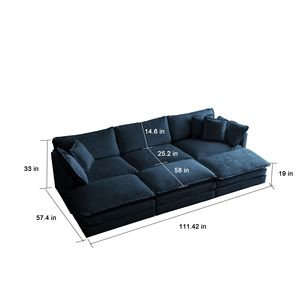 Canapé modulaire réversible super doux en forme de U pour 6 personnes, 3 ottomanes, 3 coussins décoratifs, assise profonde confortable pour salon - Product Image 4