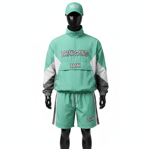 Ensemble coupe-vent premium léger en tissu polyester et nylon tissé, panneaux color block, logo personnalisé par transfert thermique, grandes tailles - Product Image 6